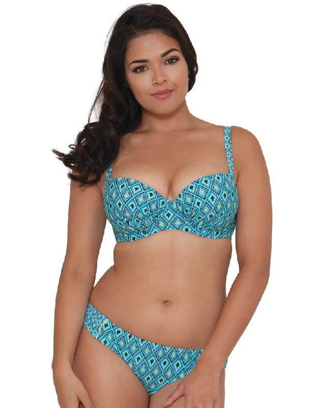 Curvy Kate Revive Padded Balconette Bikini Top Aqua Print Bikini with ties, Sexy, Comfortable, Trendy
