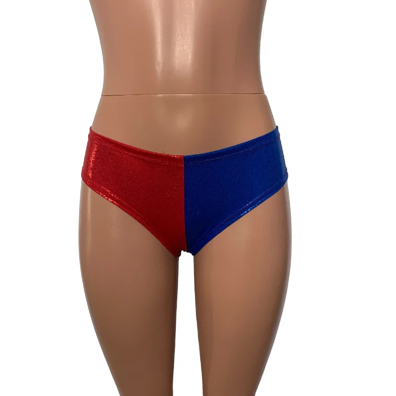 Harlequin Sparkle Cheeky Hot Pants - Blue/Red or black/red Booty Shorts - Bikini Bottom Minimalist bikini, Simple, Sleek, Fashionable