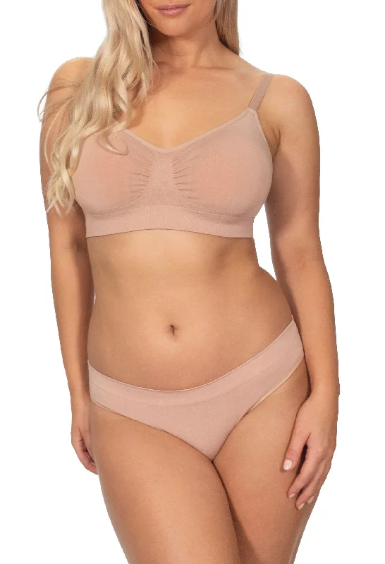 Nude Bamboo Padded Wire Free Bra and Bikini Set Bottomless bikini, Sexy, Minimalist, Trendy