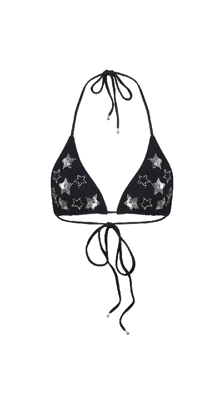 PHOENIX SPARKLE STAR BIKINI BRA - BLACK SILVER Off-shoulder bikini, Sexy, Stylish, Comfortable