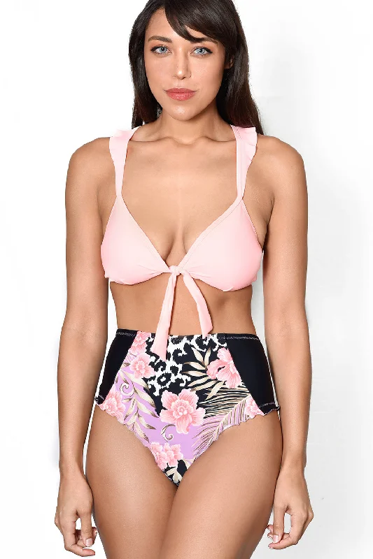 POWER PINK Ruffle Racerback Bikini Top Soft fabric bikini, Comfortable, Chic, Sexy