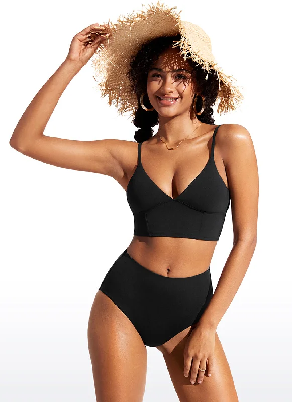 Sunshine Deep V Strappy Bikini Top Bikini with metallic accents, Glamorous, Sexy, Trendy