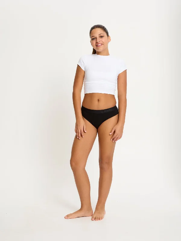 Teen Hipster Bikini Moderate-Heavy Black High-rise bikini, Retro style, Comfortable, Sexy