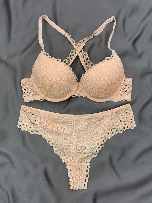 Beauty Back Criss Cross Push Up Lingerie Set Comfortable Micro Elastic Intimates Bra Bikini Panty Cross-back bikini, Trendy, Chic, Sexy