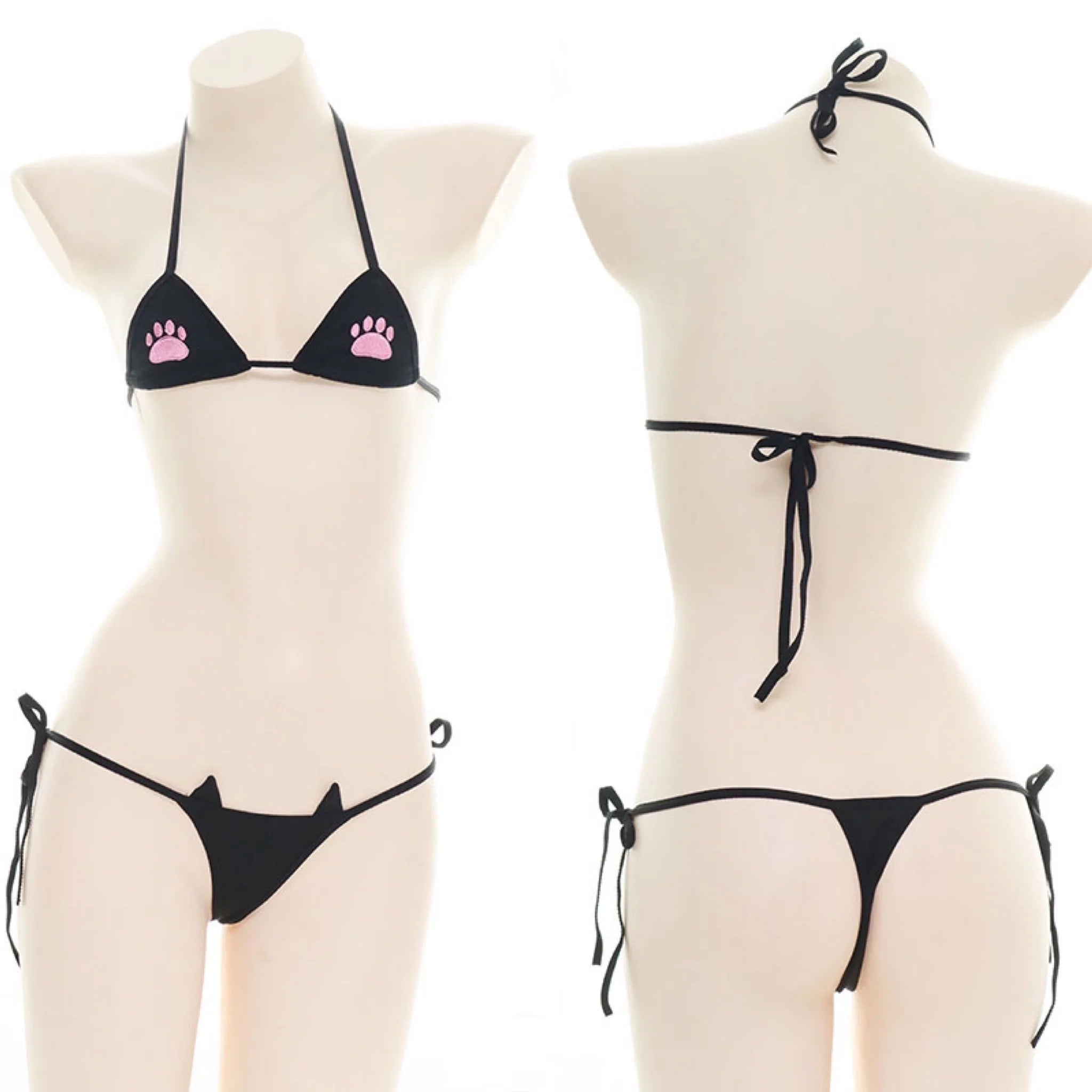 Cat paw embroidery bikini yv31119 High-waisted two-piece bikini, Vintage style, Comfortable, Sexy