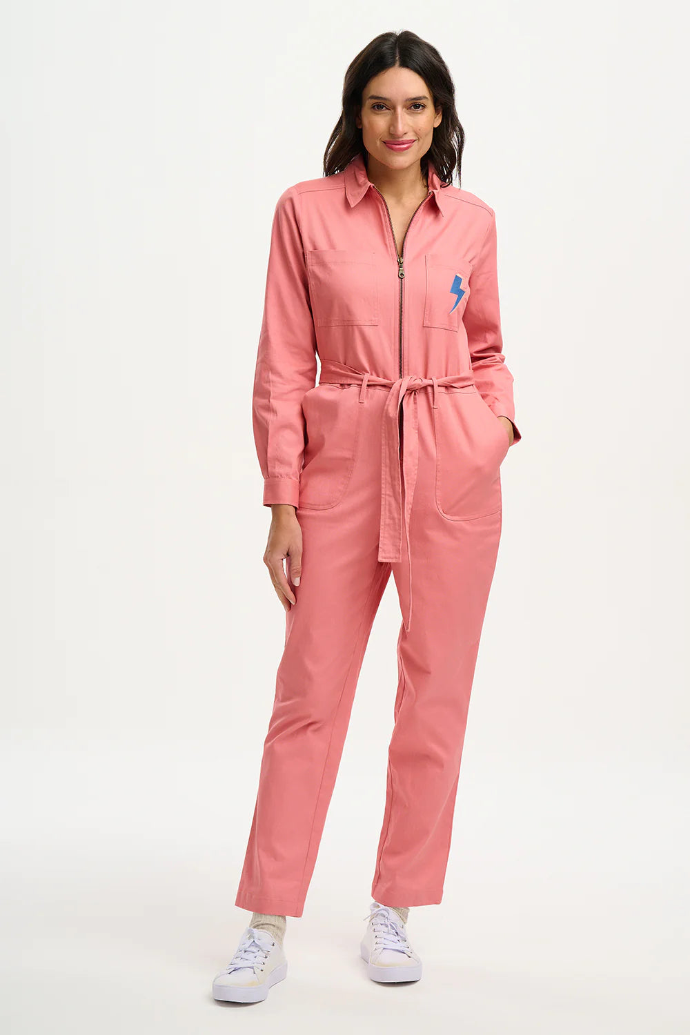 Anwen Jumpsuit Rose Pink Lightning Button-up jumpsuit, Relaxed fit, Trendy, Comfortable