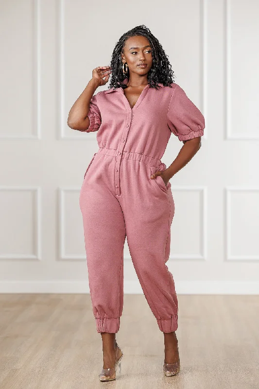 FINAL SALE - Arley Surplice Back Jumpsuit - Old Rose Tied waist jumpsuit, Casual look, Feminine, Comfortable