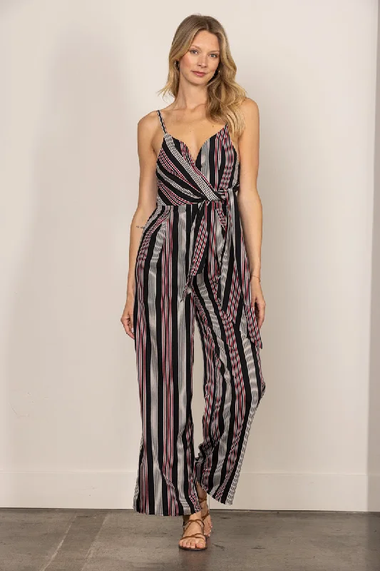 BLACK ADJUSTABLE SPAGHETTI STRAP SELF-TIE FRONT JUMPSUIT IBR1433-1 Denim romper jumpsuit, Comfortable, Street style, Trendy