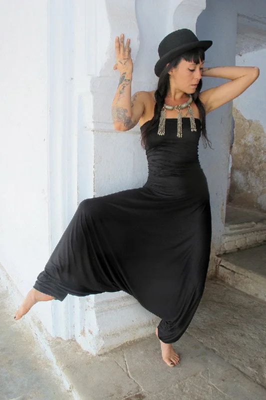 Strapless Black Harem Jumpsuit Romper jumpsuit, Casual, Comfortable, Playful