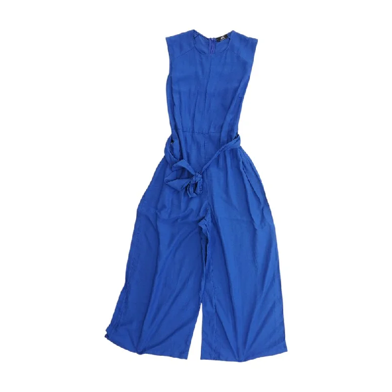 Blue Solid Jumpsuit Silk jumpsuit, Elegant, Luxurious, Evening wear