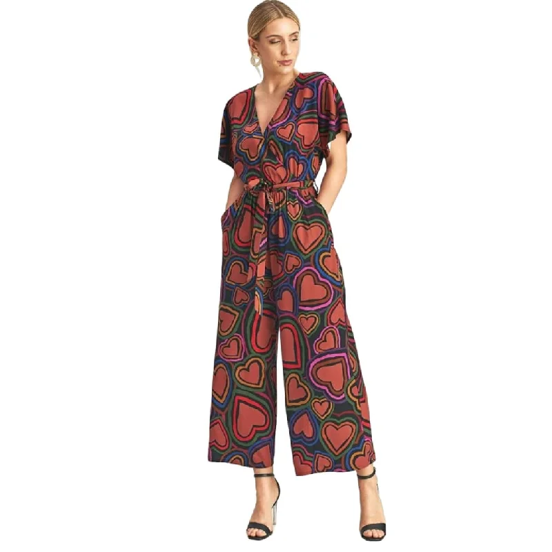 Boho Chic Wrap-Front Jumpsuit Jumpsuit with pockets, Practical, Comfortable, Casual