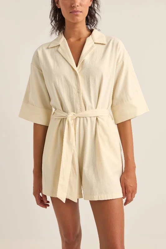 Boiler Playsuit Cream Cotton jumpsuit, Soft fabric, Comfortable, Everyday style