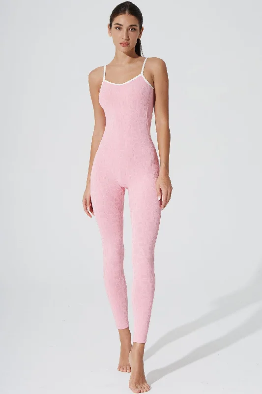 Classic Coeur Del Jumpsuit 3D - Powder Pink Ruffle hem jumpsuit, Feminine, Trendy, Casual