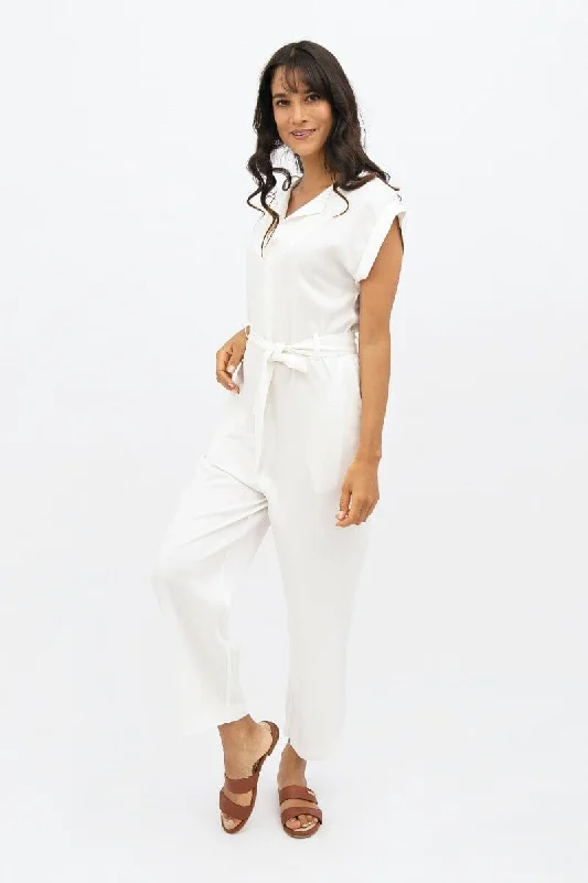 Dakar Jumpsuit - Porcelain White Cropped jumpsuit, Summer style, Trendy, Comfortable