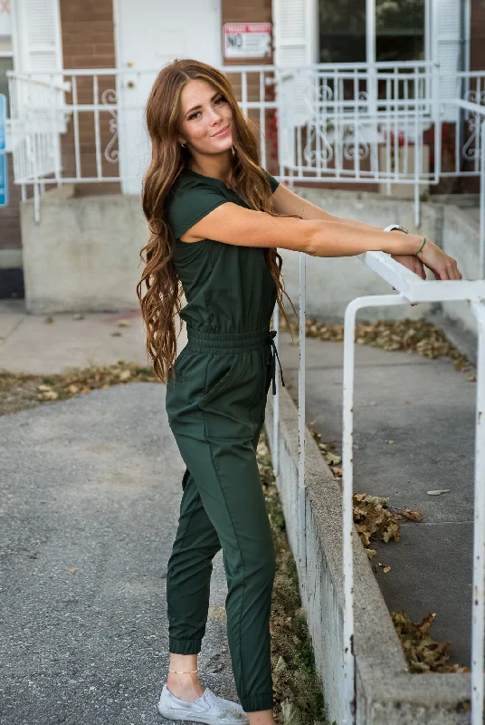 Plain Green Jumpsuit Long-sleeve jumpsuit, Fall fashion, Warm, Stylish