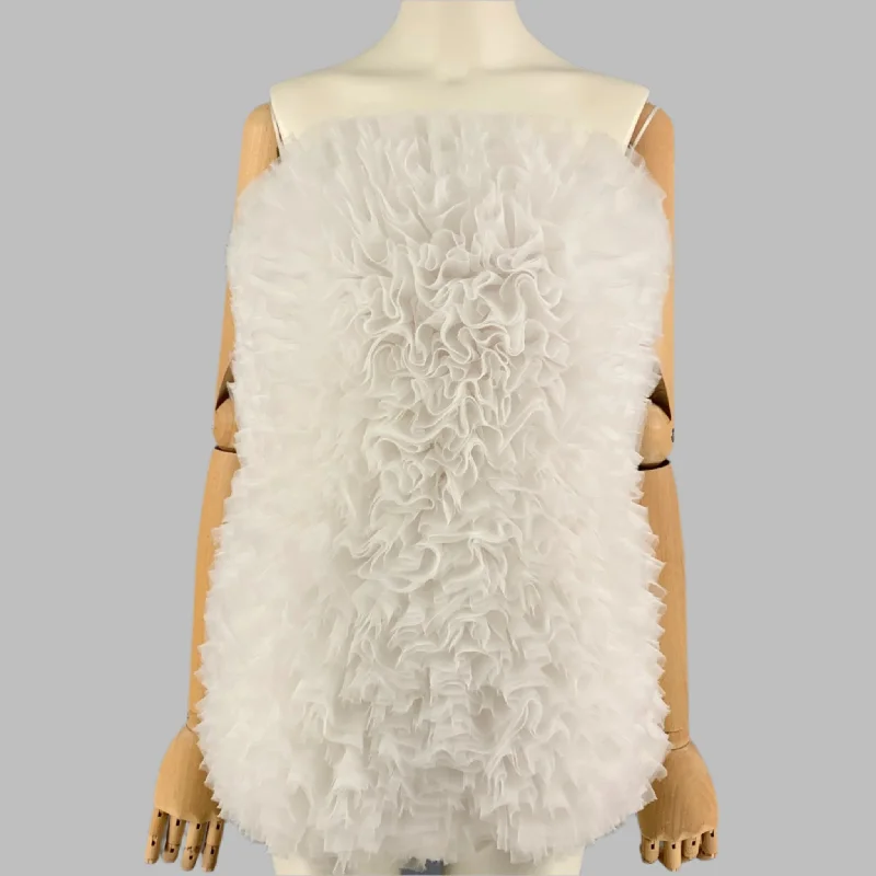 EMILIO PUCCI x TOMO KOIZUMI Size 2 White Ruffled Polyester Blend Tulle Playsuit High neck jumpsuit, Elegant, Professional, Stylish