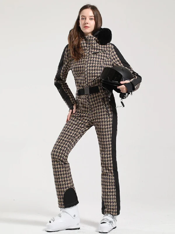 Gsou Snow Classic Faux-Fur Ski Jumpsuit - Women's Polka dot jumpsuit, Playful print, Trendy, Fashionable