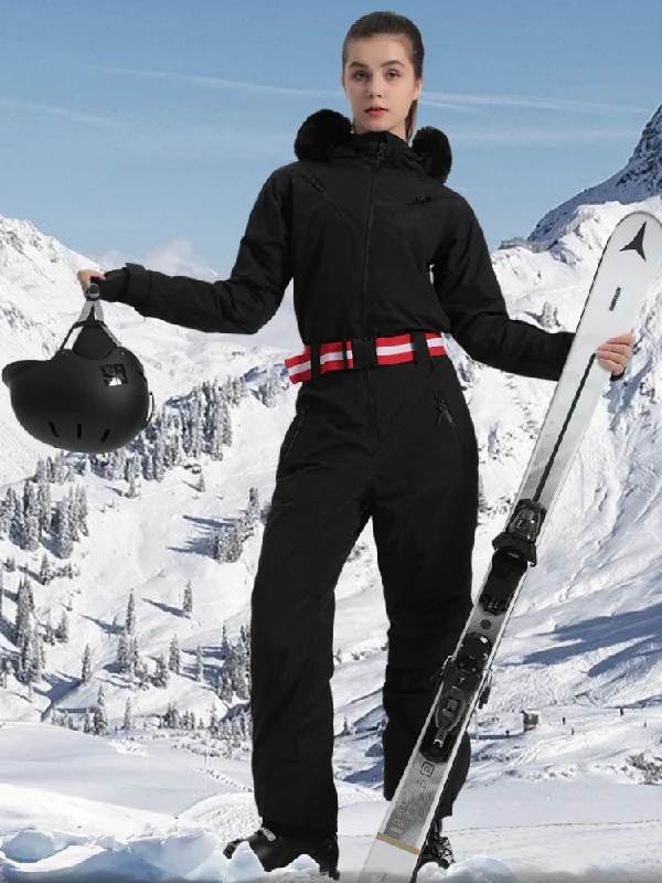 Gsou Snow Mountain Faux-Fur Ski Jumpsuit - Women's Casual chic jumpsuit, Relaxed fit, Street style, Fashionable Gsou Snow Mountain Faux-Fur Ski Jumpsuit - Women's Casual chic jumpsuit, Relaxed fit, Street style, Fashionable