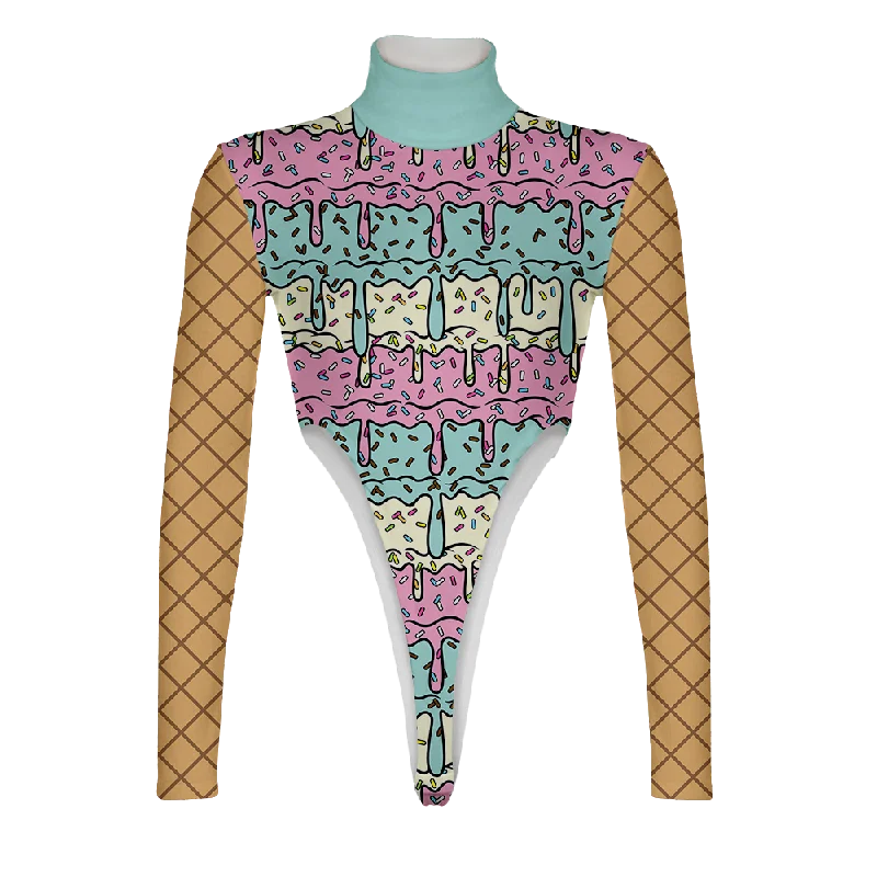 Ice Cream Drip Turtleneck Long Sleeve Jumpsuit High-neck jumpsuit, Modest style, Trendy, Winter collection Ice Cream Drip Turtleneck Long Sleeve Jumpsuit High-neck jumpsuit, Modest style, Trendy, Winter collection
