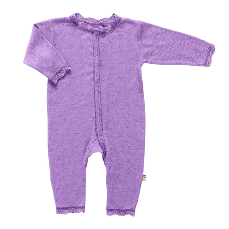 Joha Jumpsuit Wool & Silk Purple Pointelle Elegant evening jumpsuit, Glamorous, Formal wear, Party attire
