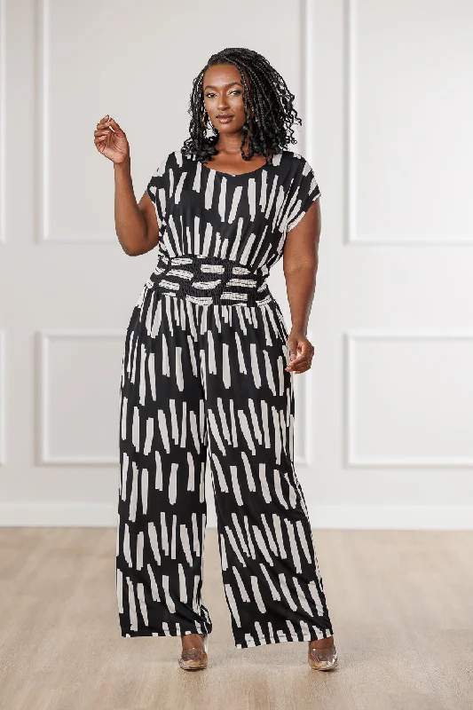 FINAL SALE - Lucia Abstract Print Jumpsuit Denim blue jumpsuit, Classic, Casual chic, Stylish