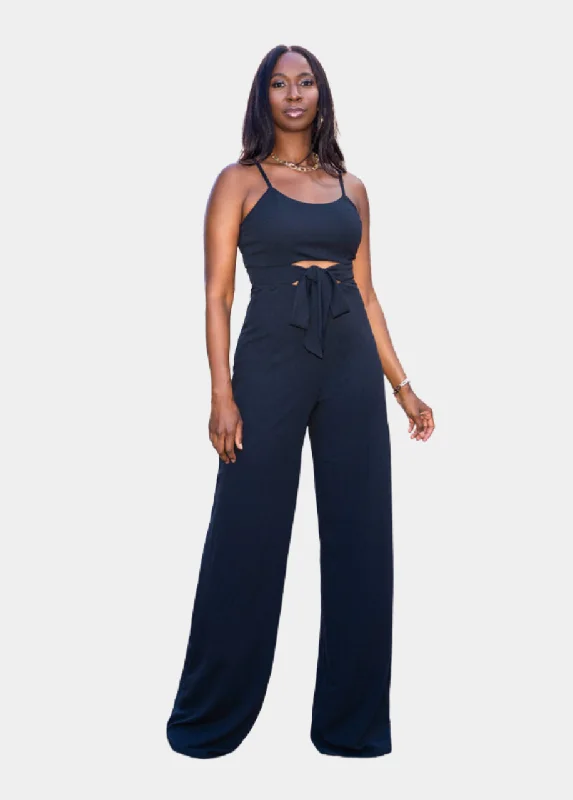 Marcella Jumpsuit - Black Printed jumpsuit, Bold pattern, Casual, Fashionable