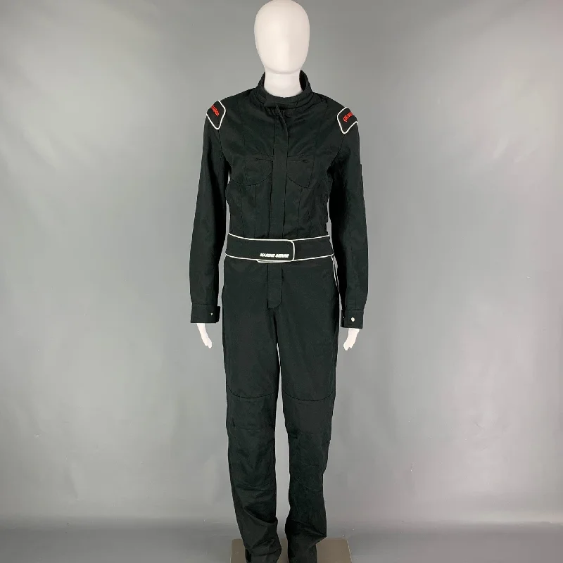 MARINE SERRE Size M Black White Cotton Long Sleeve Jumpsuit Black jumpsuit, Elegant, Simple, Night out