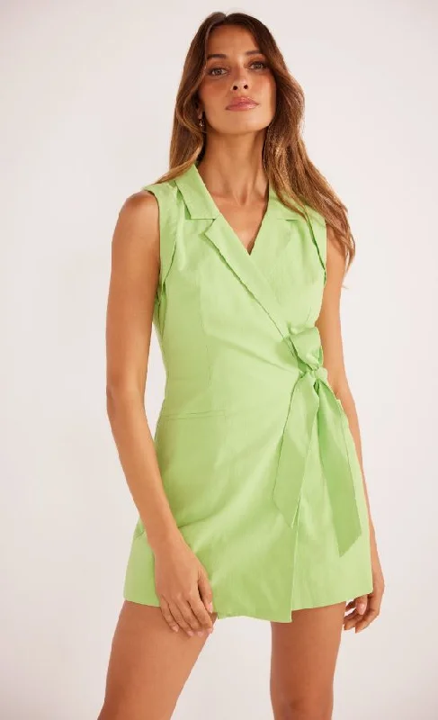 Mink Pink Lucia Linen Wrap Playsuit Lime Halter neck jumpsuit, Sexy, Elegant, Stylish