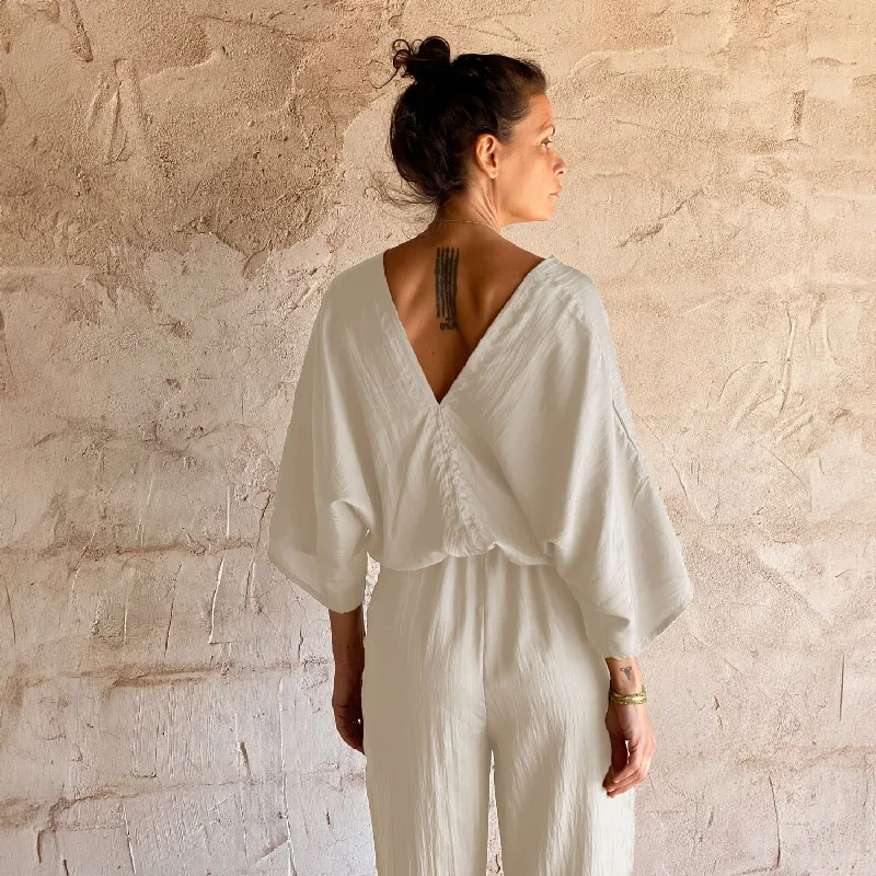 Nahuel Jumpsuit - Women - HS Habotai Silk 40 - S000 Natural Solid jumpsuit, Minimalist style, Sleek, Fashionable