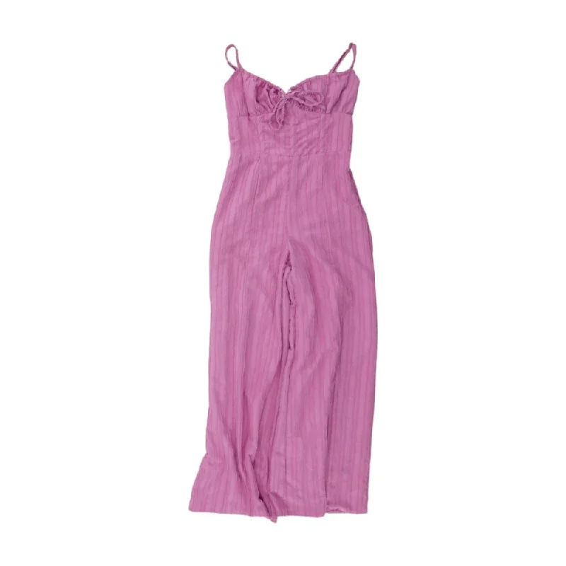 Pink Solid Jumpsuit Deep V jumpsuit, Sexy, Night out, Trendy