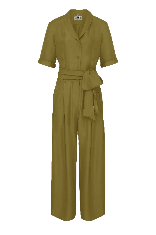 PLANET - Rayon Jumpsuit Khaki Utility style jumpsuit, Pockets, Casual, Trendy