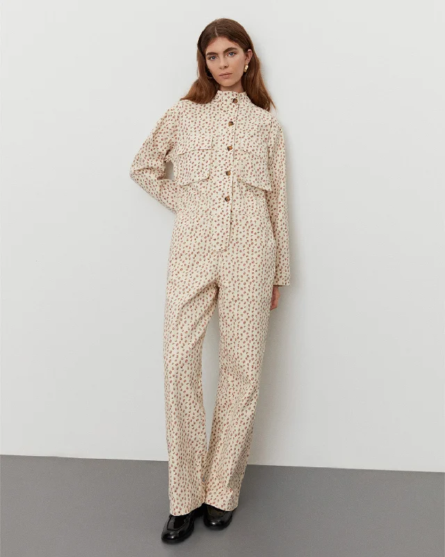 EILASW JUMPSUIT - Antique White Bohemian style jumpsuit, Loose fit, Casual, Trendy