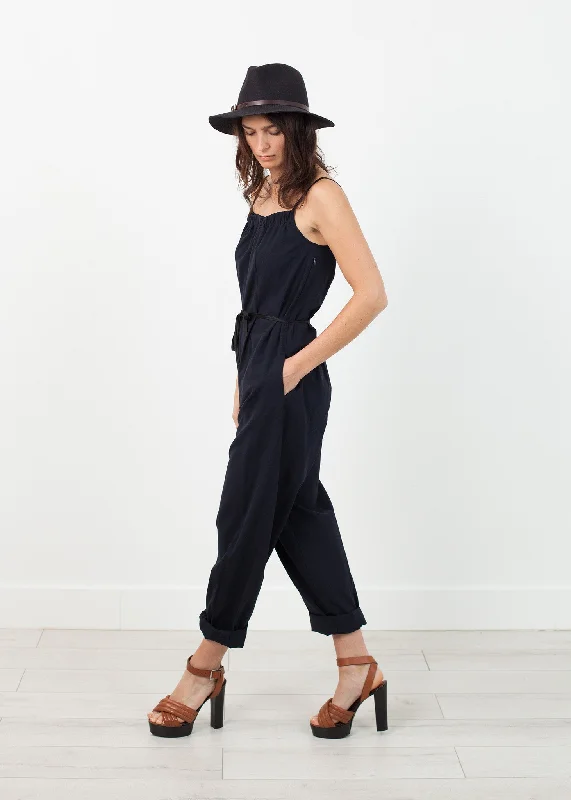 Sleeveless Jumpsuit in Navy Back tie jumpsuit, Fashionable, Flattering, Casual