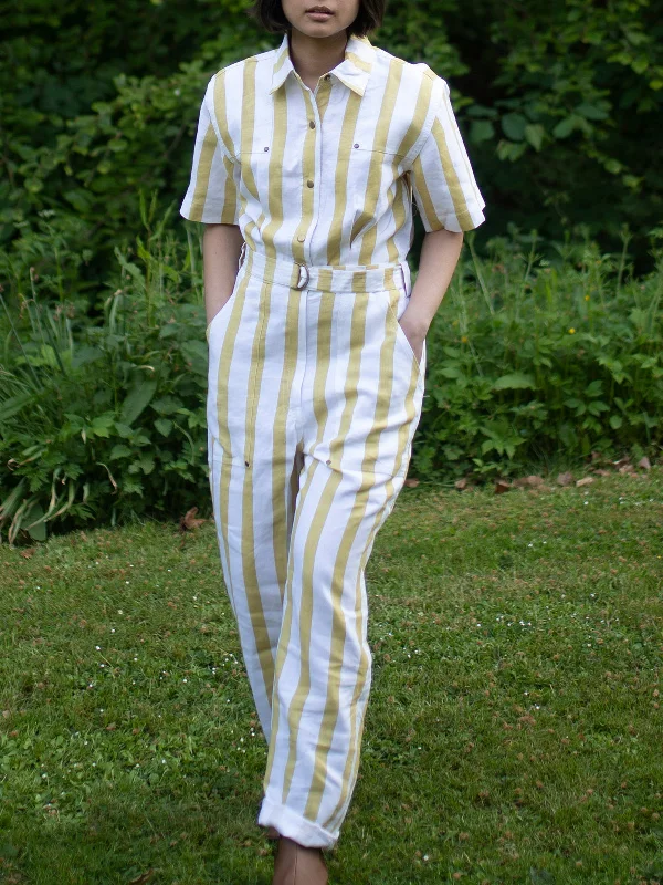 Stripes Jumpsuit Yellow Back tie jumpsuit, Feminine, Trendy, Stylish