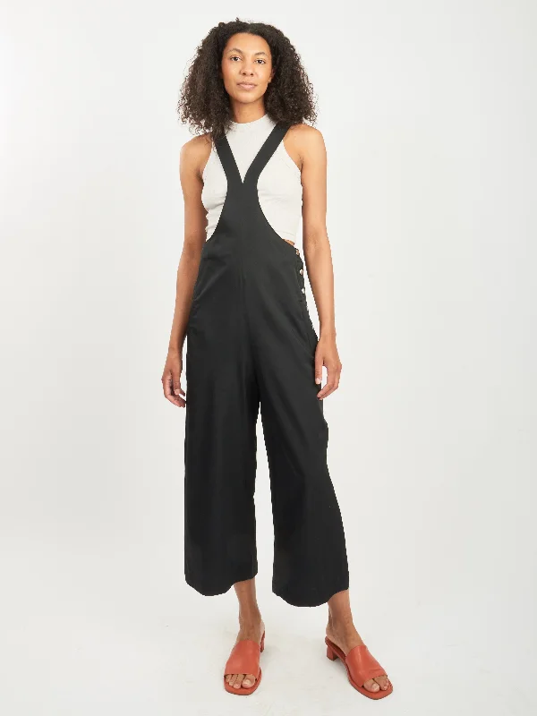 Black Drapey Suiting Jumpsuit Back tie jumpsuit, Elegant, Feminine, Comfortable