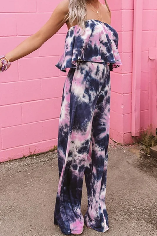 Tie-Dye Layered Strapless Purple Jumpsuit Tailored jumpsuit, Business casual, Professional, Stylish