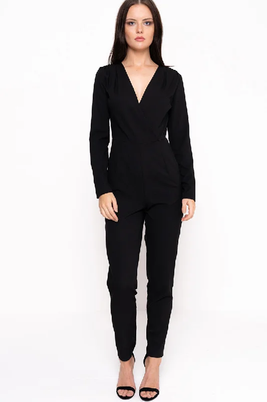 Long Sleeve Wrap Around Jumpsuit Denim short jumpsuit, Casual chic, Trendy, Comfortable