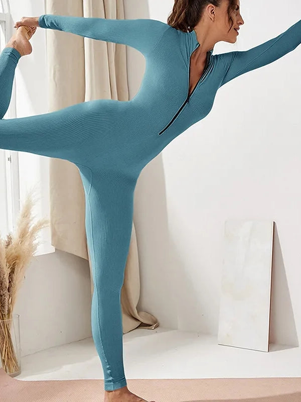 Women's Sport Full Body Jumpsuit Ribbed Tight Body Suits 71. Solid jumpsuit, Minimalist style, Sleek, Stylish